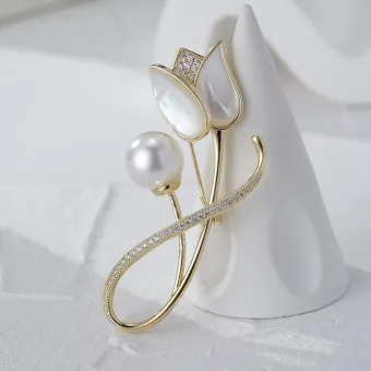 Elegant Tulip Shaped Rhinestone Brooch